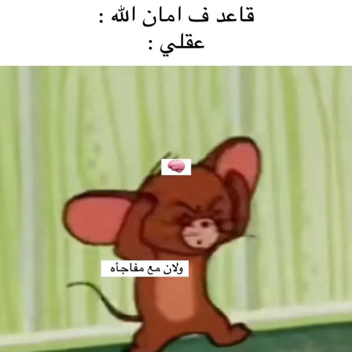 جيري يمسك رأسه ويرقص وفوقه رمز دماغ
